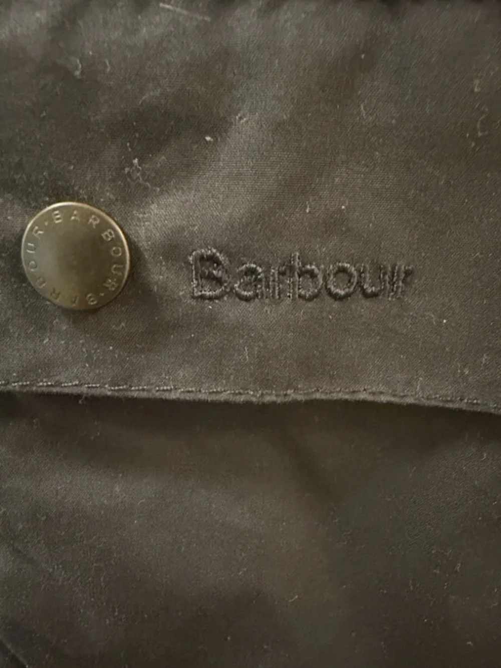 Barbour Navy Waxed Cotton Field Jacket with Cord Collar - Picture 7 of 10